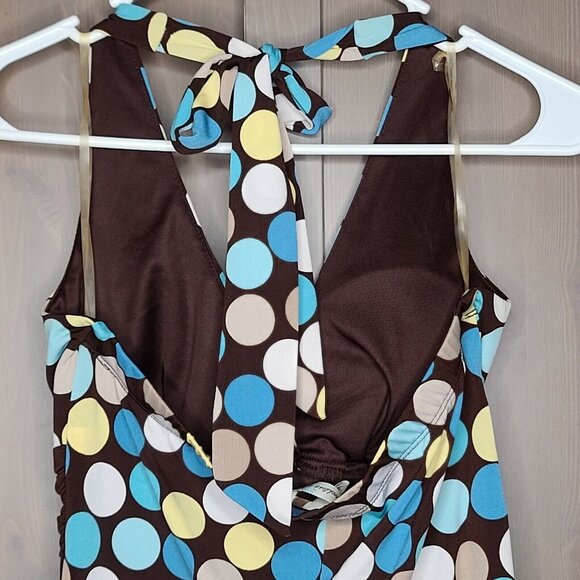 Speechless Dress Womens Medium Brown Colorful Polka Dot Mini Halter Open Back - Picture 10 of 11